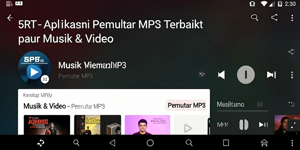 Antarmuka pengguna 5RT dengan pemutar MP3 yang menarik.