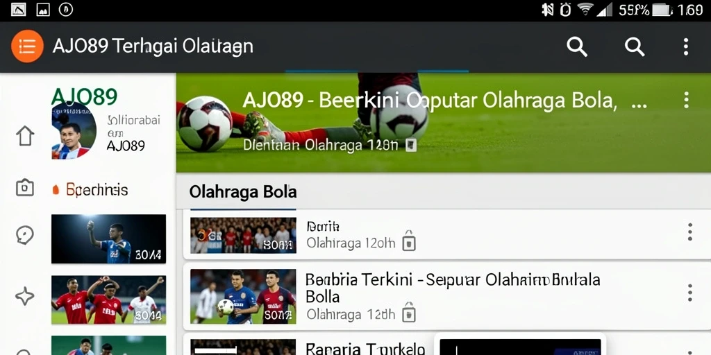 Tangkapan layar AJO89 menampilkan antarmuka berita olahraga bola yang menarik.