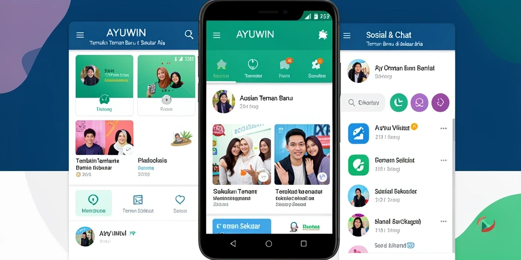 Antarmuka AYUWIN yang sederhana dan menarik untuk mencari teman.