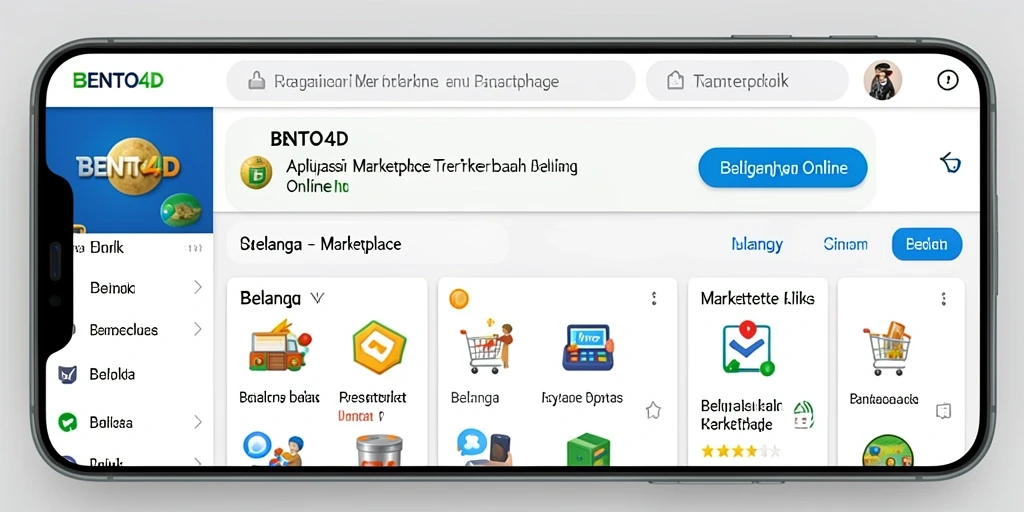 Antarmuka menarik aplikasi BENTO4D yang memudahkan belanja online.
