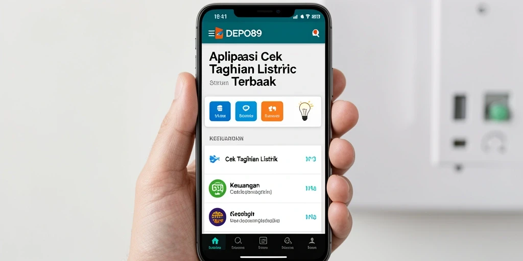 Antarmuka DEPO89 yang menampilkan fitur cek tagihan listrik.