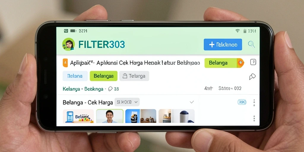 Tampilan antarmuka pengguna FILTER303 untuk cek harga.