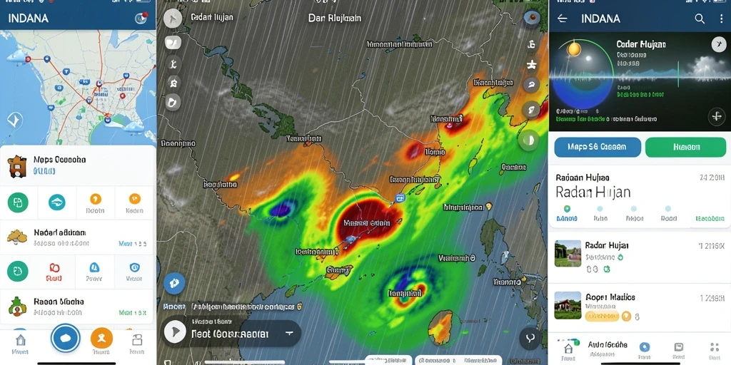 Antarmuka aplikasi INDAAA menampilkan peta radar cuaca yang interaktif.